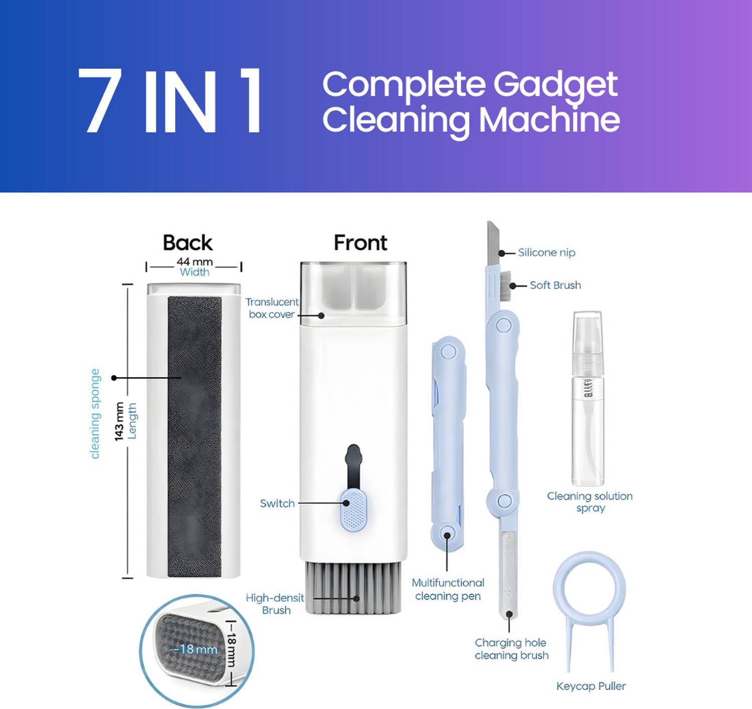 Image of QUICLEAN 7 In 1 Screen Cleaner Kit (250ml) With Cleaning Machine & 350gsm Cloth for Computers, Laptops, Mobiles