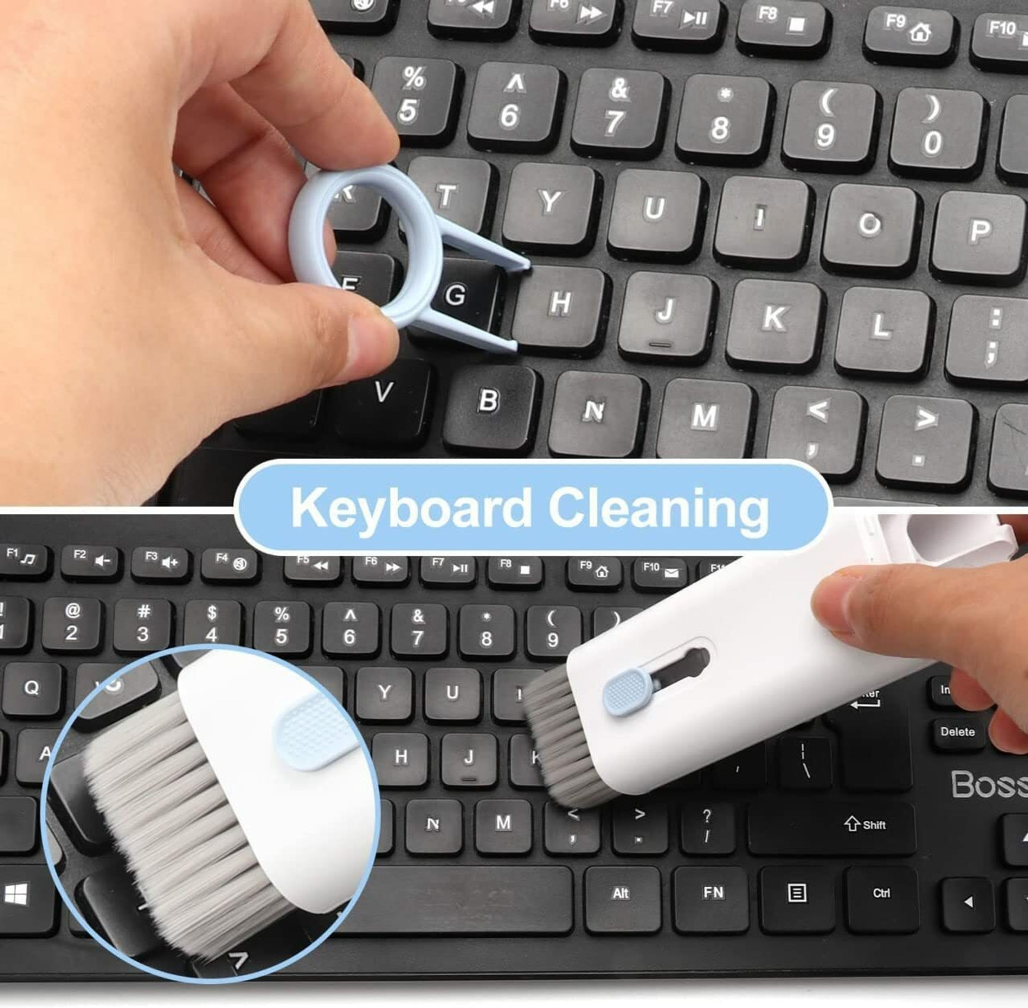 Image of Dherik Tradworld 7 in 1 Electronic Cleaner kit, Cleaning Kit for Monitor Keyboard Airpods MacBook for Computers, Gaming, Laptops, Mobiles (iPad iPhone iPod, Screen Dust Brush Including Soft Sweep, Swipe Cleaner Pen)