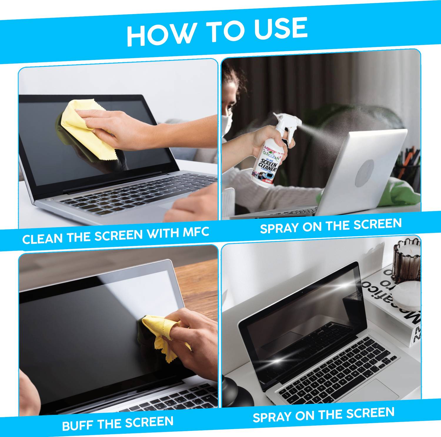 QUICLEAN Screen & Lens Cleaner 500 ml with Microfiber Cloth - Image 3