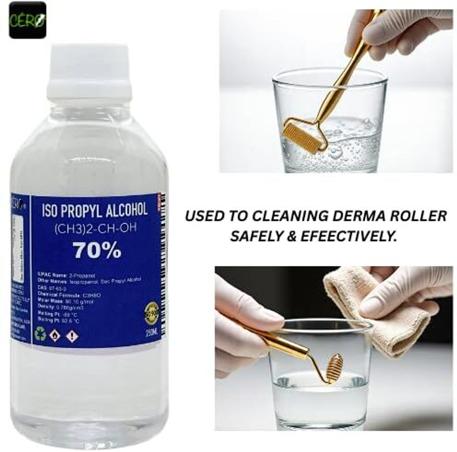 Image of CERO High-Purity Isopropyl Alcohol (IPA) for Cleaning, Rubbing & Disinfecting 250MLX3 for Computers, Laptops, Mobiles