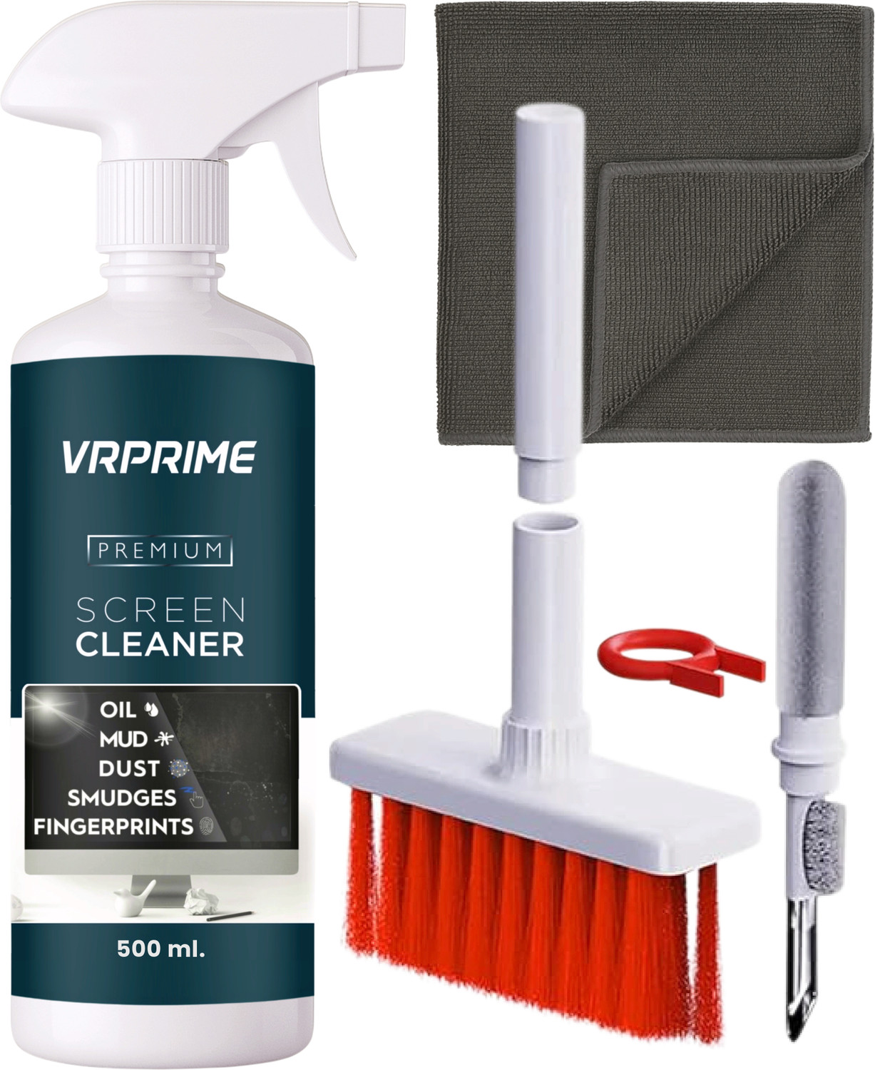 Image of VRPRIME 500ML Laptop Cleaning Kit Screen Cleaner With Large Microfibre Cloth for Computers, Laptops, Mobiles
