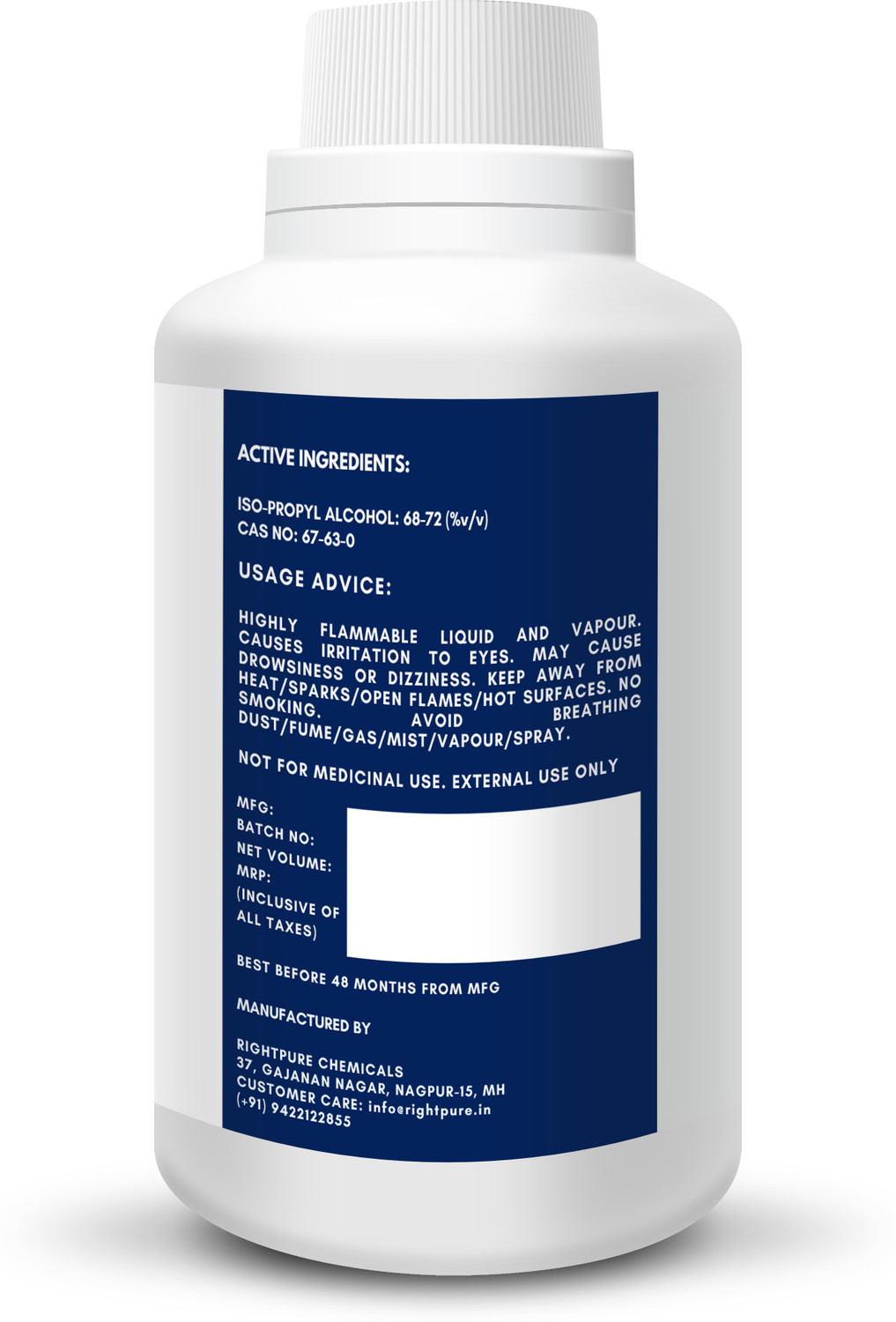Image of RIGHTPURE Iso-Propyl Alcohol 70% 1000 ml Multi-Purpose Disinfectant for Laptops, Computers, Mobiles