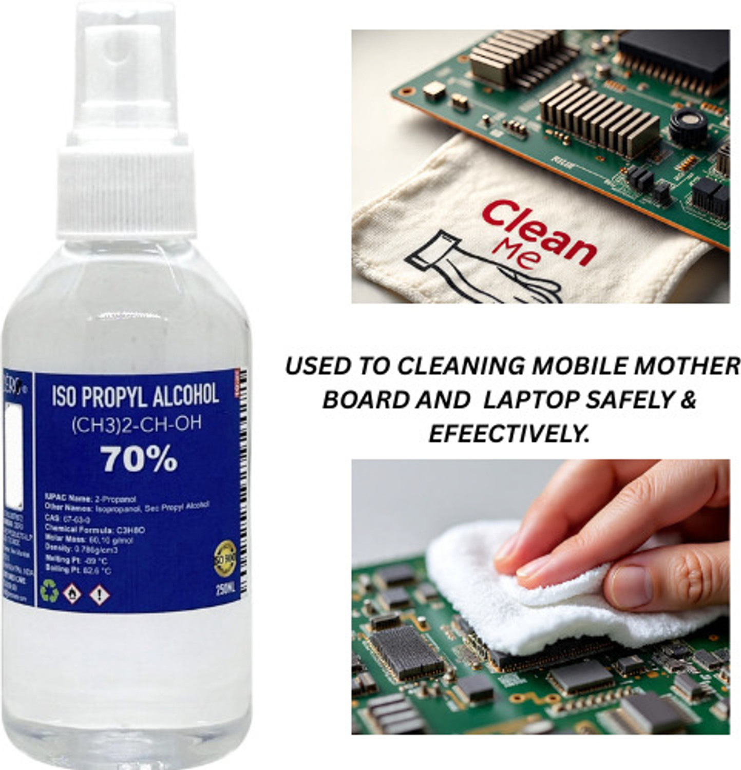 Image of CERO ISOPROPYL ALCOHOL 70% Pure for cleaning (250ml) for Computers, Laptops, Mobiles
