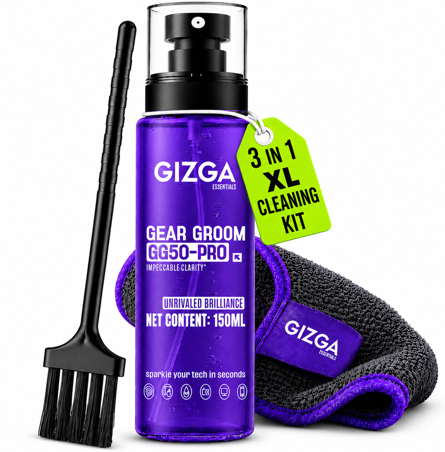 Image of Gizga Essentials 3 in 1 Professional Cleaning Kit for Mobile etc. for Mobiles, Laptops, Computers
