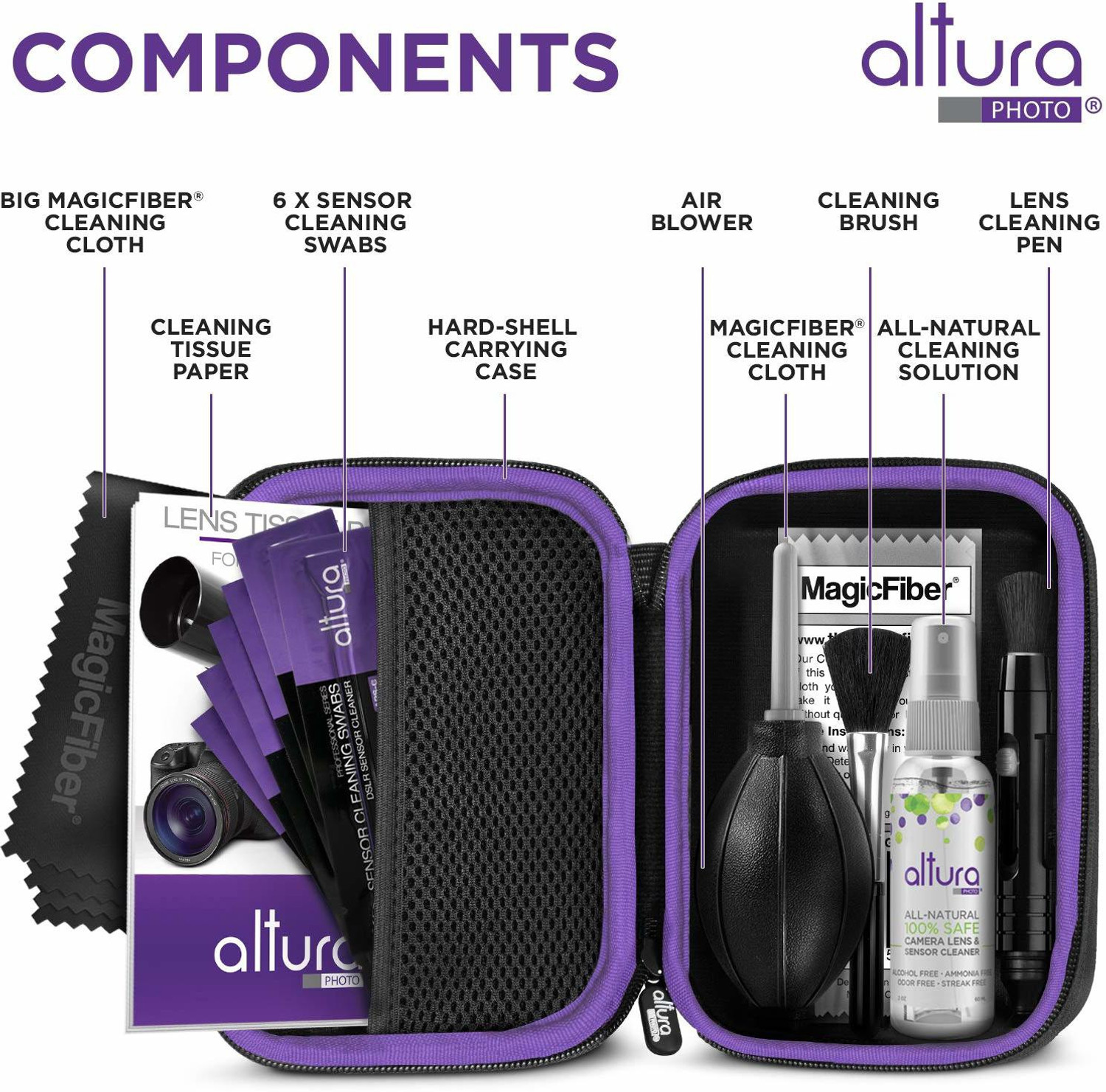 Image of Altura Photo Professional Cleaning Kit for DSLR Cameras and Sensors Bundle for Mobiles