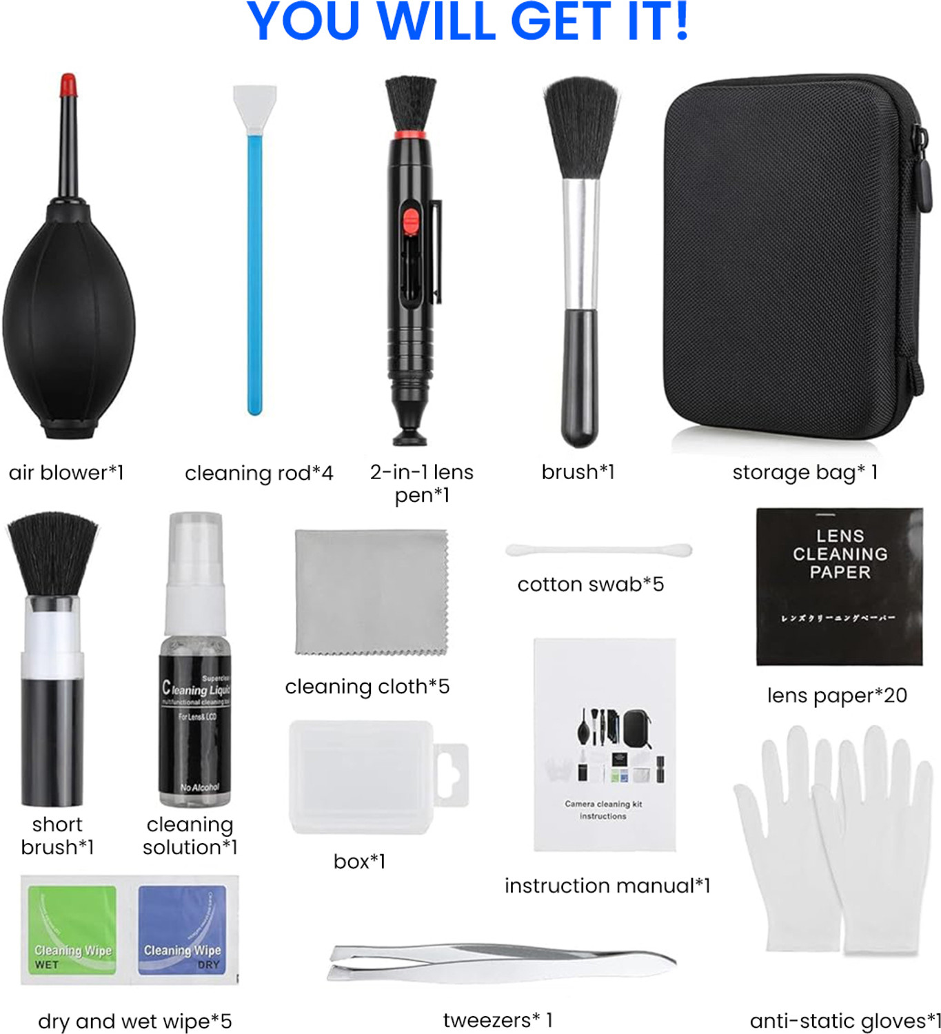 Image of Zomei 14 in 1 Camera Cleaning Kit with Storage Case for Lenses Monitors and Consoles for Computers