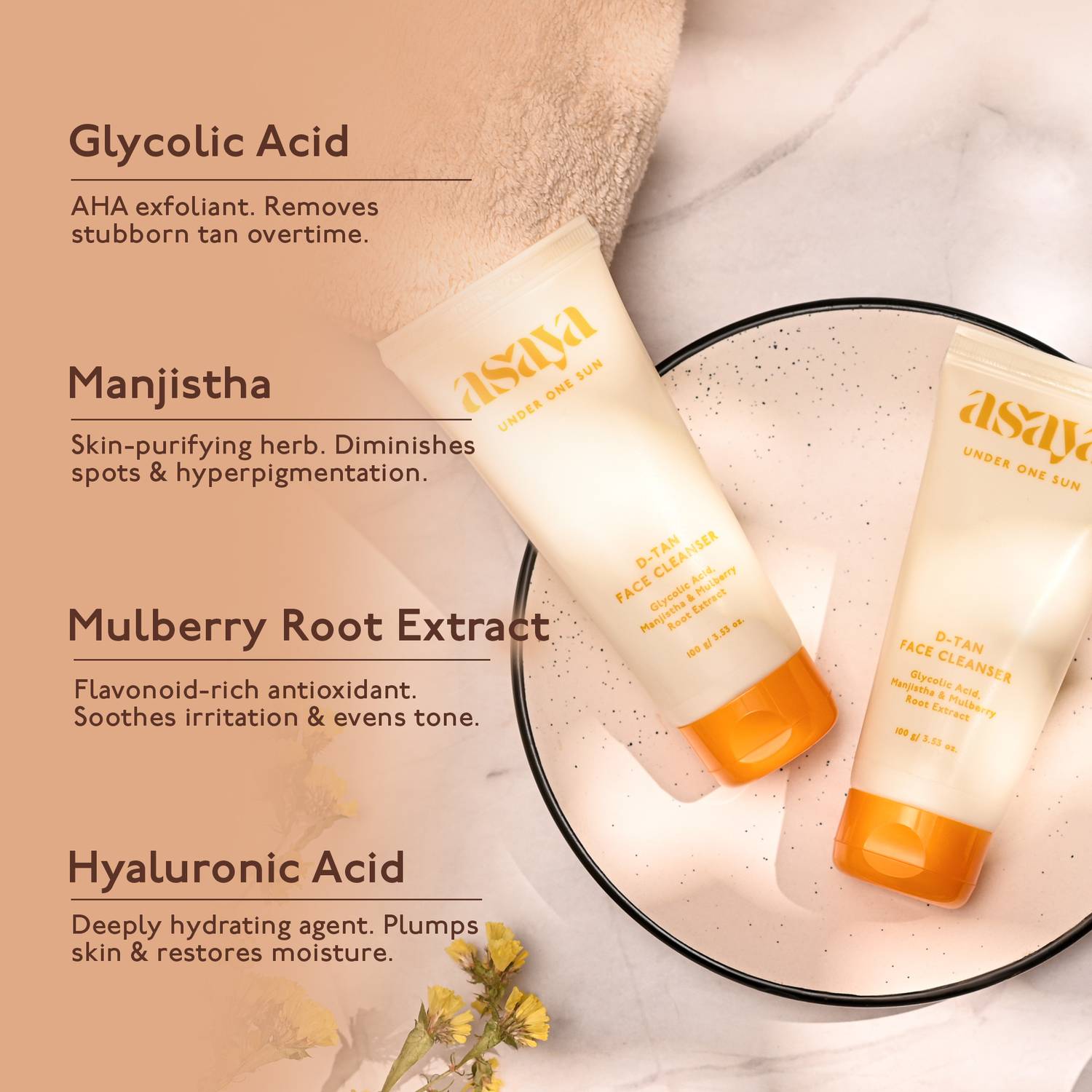 asaya D-Tan Face Cleanser, 100 ml - Image 4