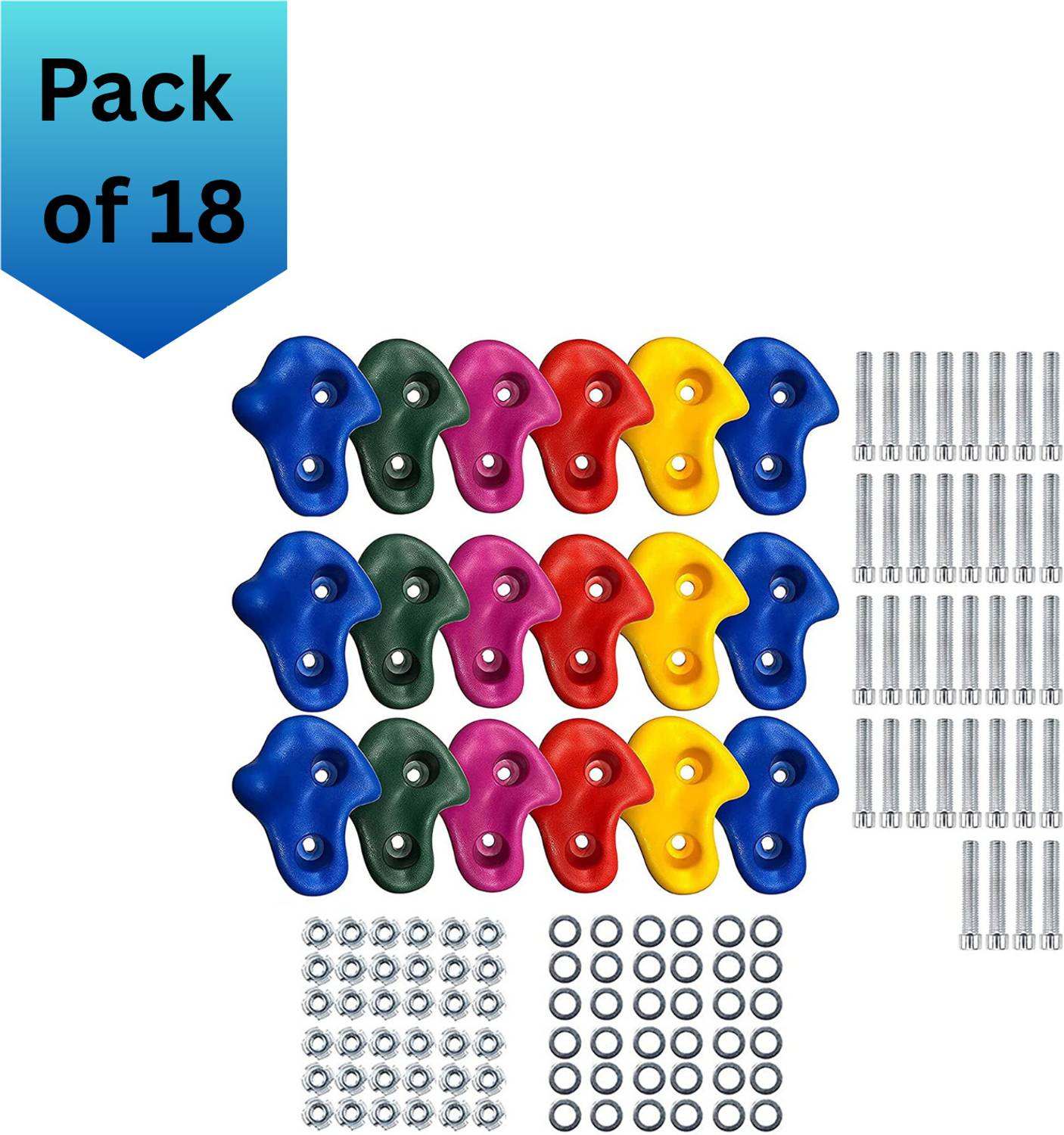 KINDER ROOTZ Wall Climbing Holds (Set of 18) for Kids & Adult