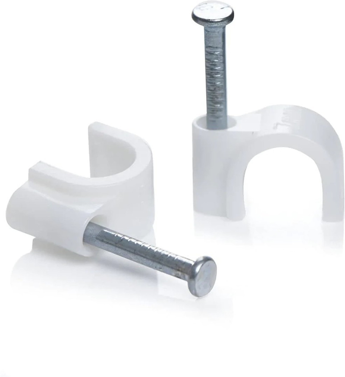 Image of FABSH Nail Cable Clips with Steel Nail 6mm Plastic and Metal Cable Clips