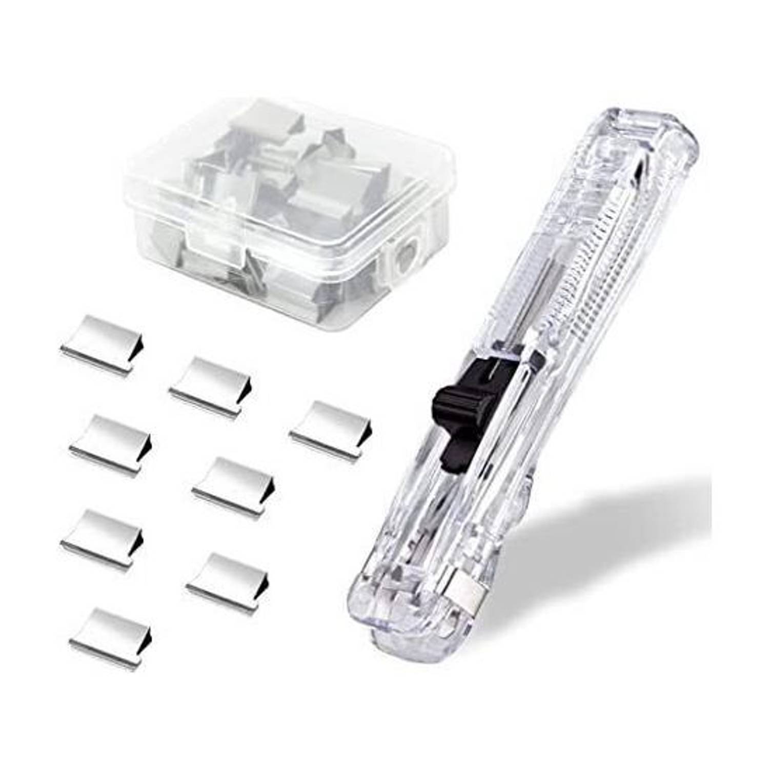 ALAMPAR Clamp Stapler Reusable Portable Handheld Paper Clam Clip Dispenser Medium Steel paper clip