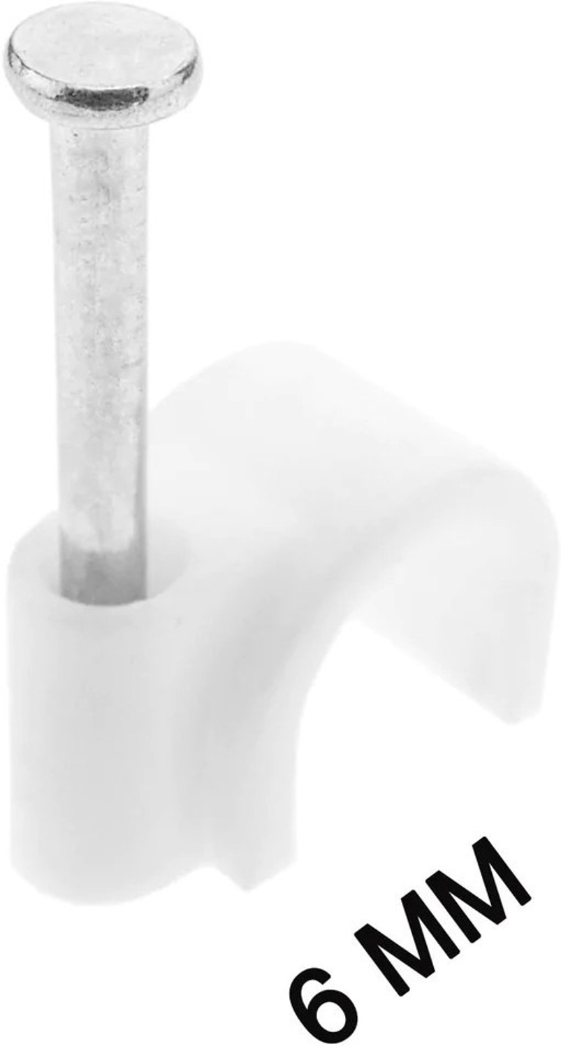 Image of FABSH Nail Cable Clips with Steel Nail 6mm Plastic and Metal Cable Clips