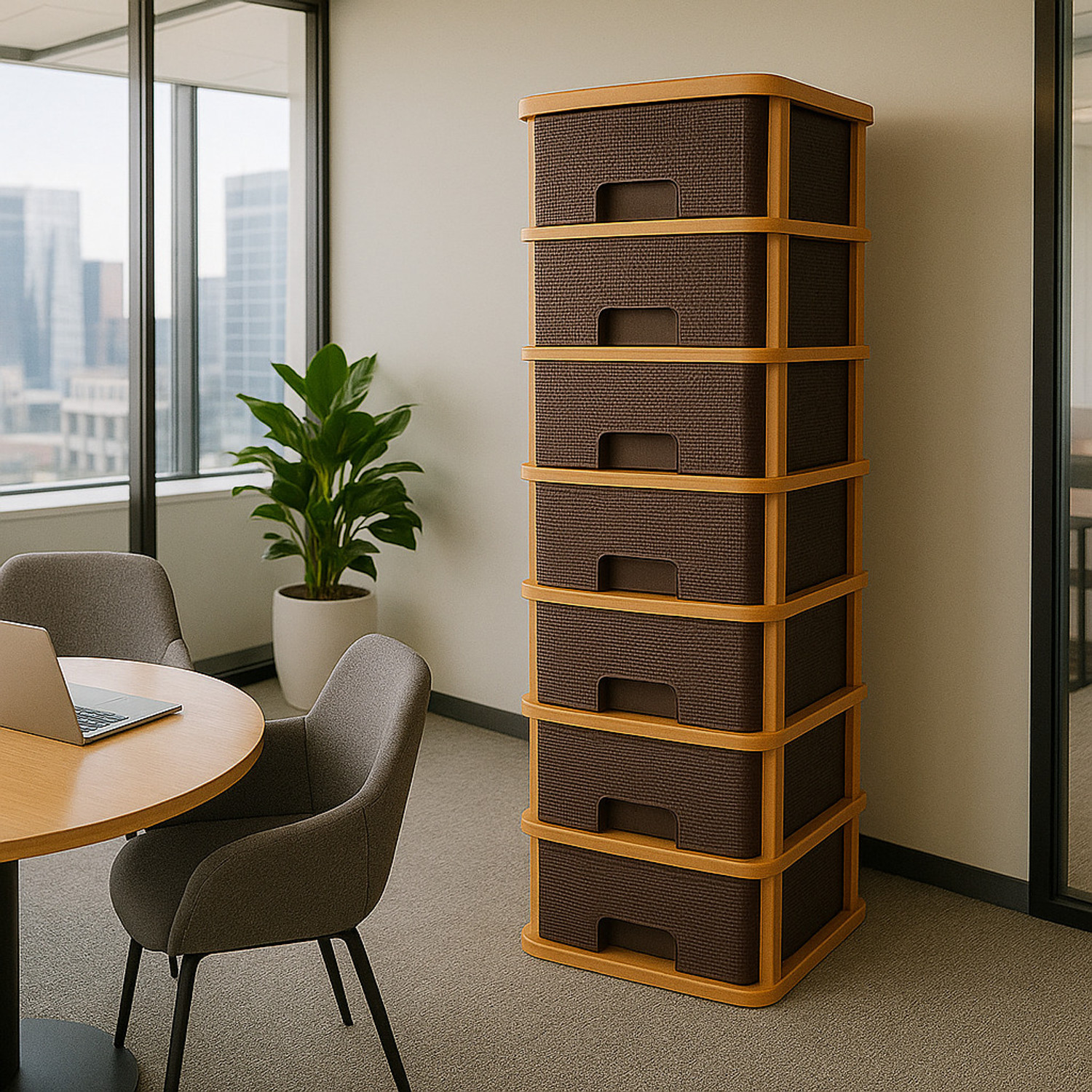 Image of MAXTID 7 Brown Nakoda Plastic Wardrobe Clothes:Versatile Cupboard Free Standing Drawer Divider