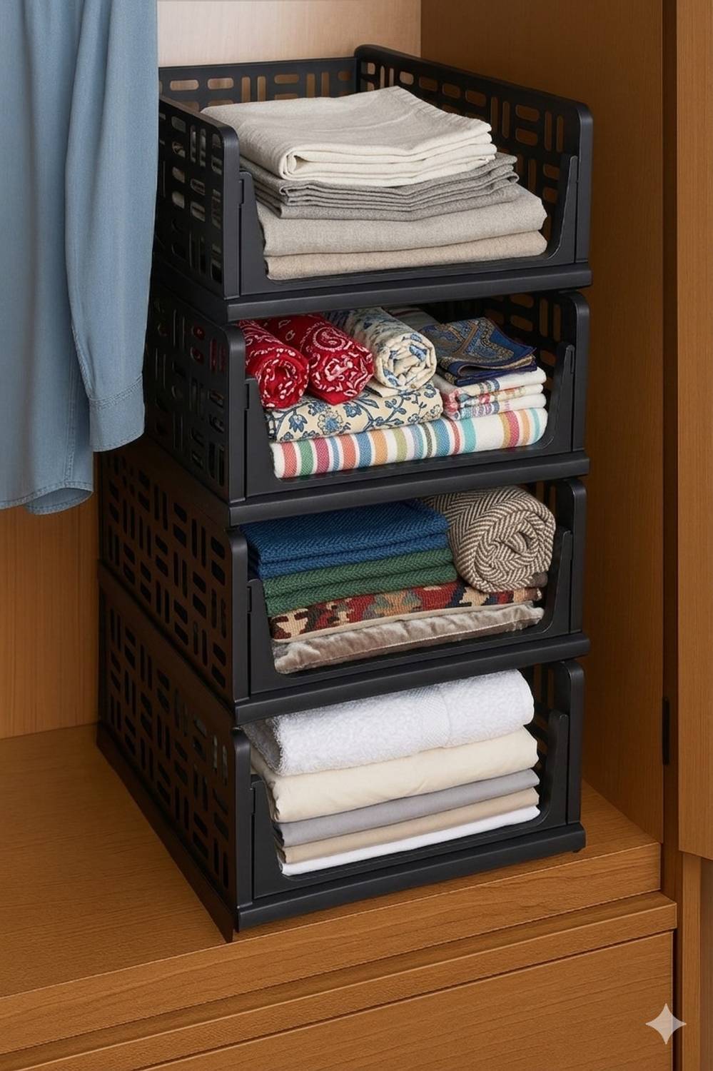 AquaDance Black Cloth Organizer Pack of 6 Closet Divider