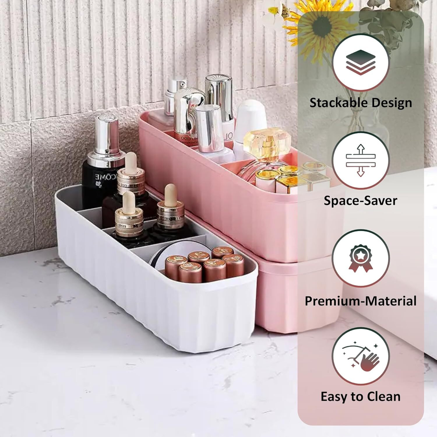 Image of CORVIN 4 Piece Socks Organizer Multipurpose Storage Box Organizer Drawer Divider