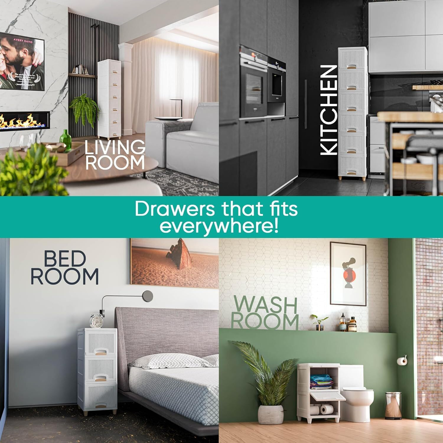 Image of AK10ZONE 6 Layer Foldable Plastic Storage Cabinet with Doors Closet Divider