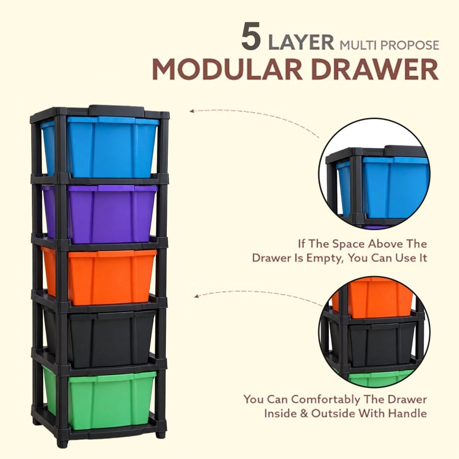 Image of MAXTID multi layer drawer Cabinet with Clean-Line Contemporary Look Plastic Free Standing Cabinet