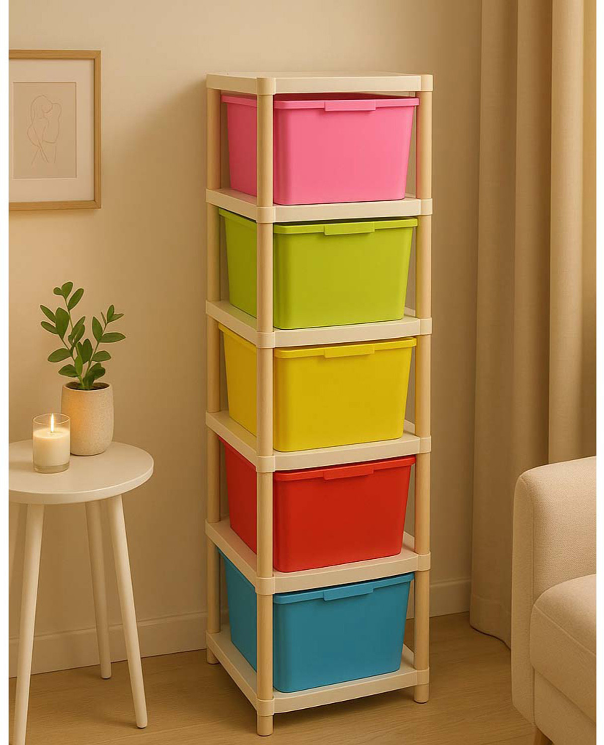 Image of MAXTID 5 component Multicolor Modular Drawer Organizer for Parlour, school Drawer Divider