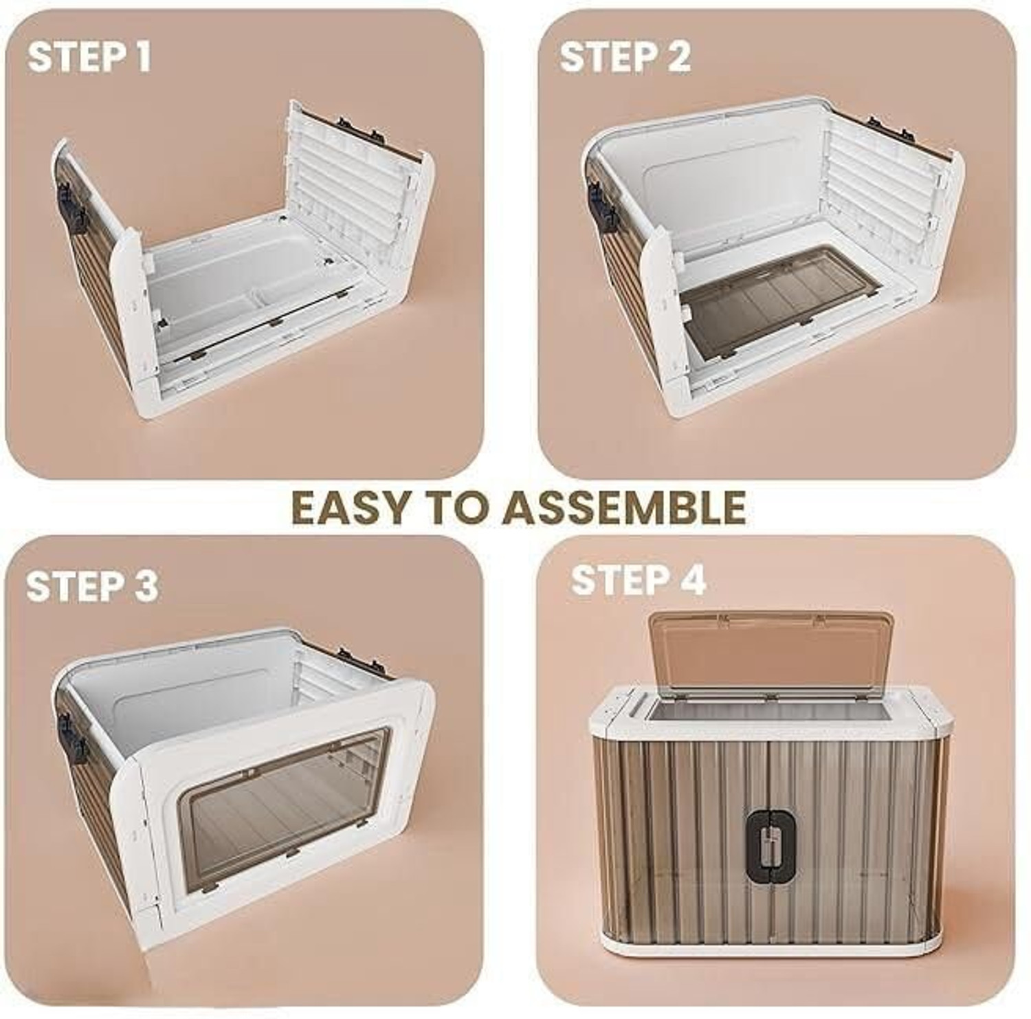 Image of Dreamy Days 3-Tier Plastic Storage Drawer Unit, White and Smoke Grey, Drawer Divider
