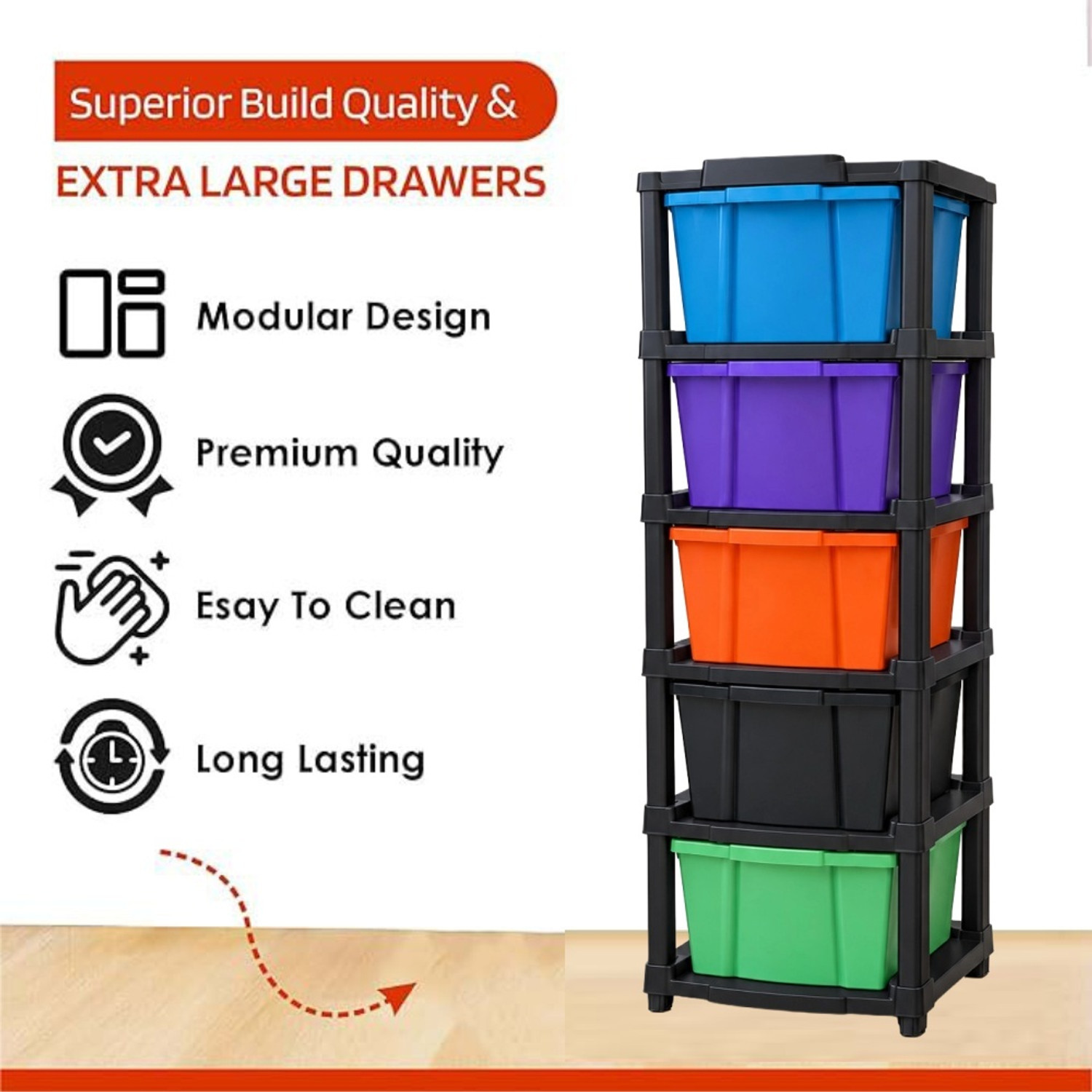 Image of MAXTID multi layer drawer Cabinet with Clean-Line Contemporary Look Plastic Free Standing Cabinet