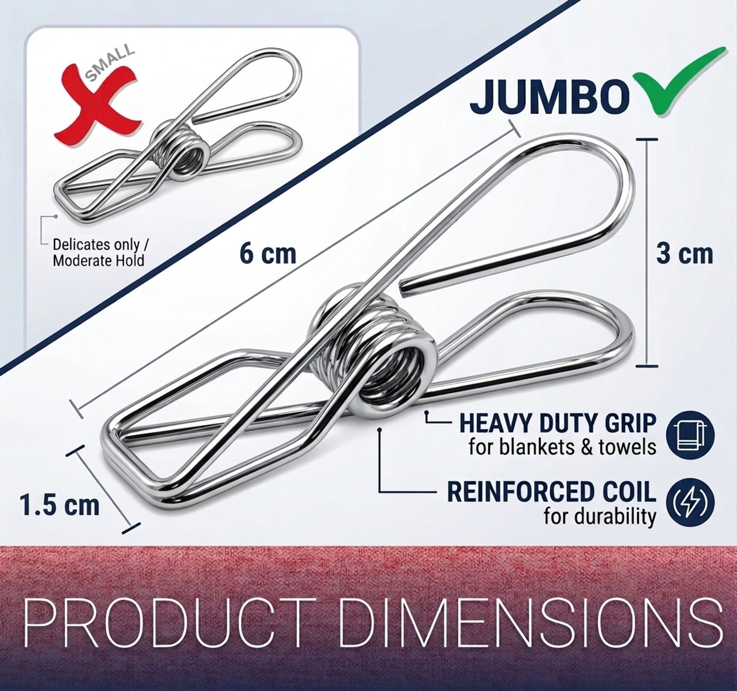 Image of OLLIE S-304 Stainless Steel Cloth Clips
