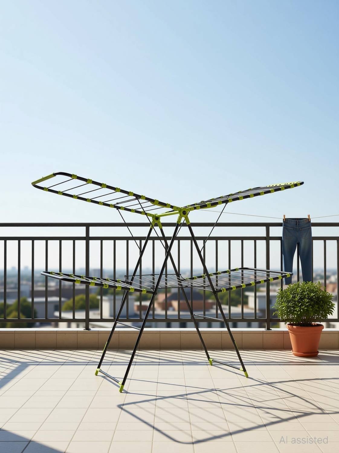 Bathla Steel Floor Cloth Dryer Stand Mobidry Neo Plus Green ( IMDN + G )
