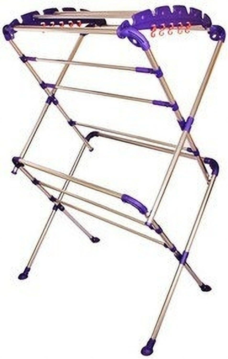 Image of SOM ENTERPRISES Steel Floor Cloth Dryer Stand Sumo Large - Pre Assembled, Foldable - Blue & balcony