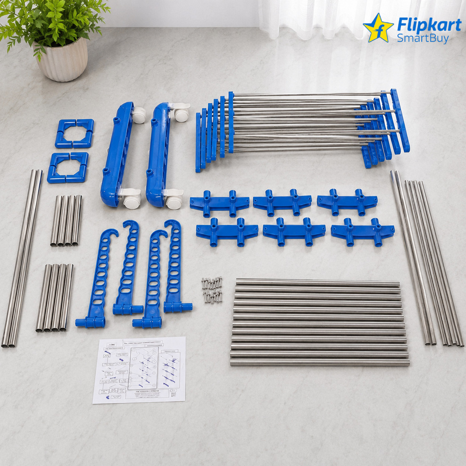 Image of Flipkart SmartBuy Steel Floor Cloth Dryer Stand 4 Layer Clothes Drying Stand | Rust Resistant Steel Dryer Rack |
