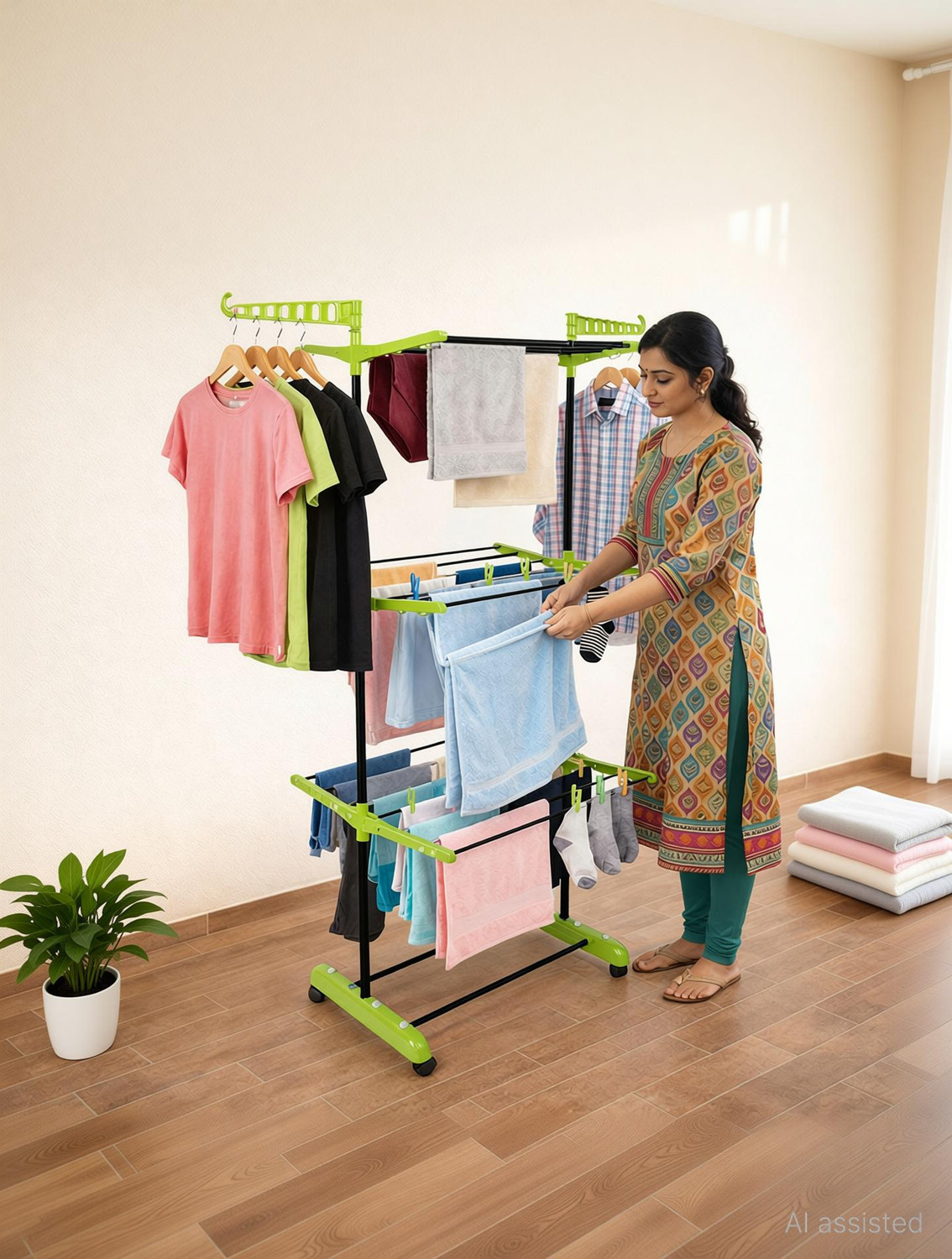 Image of Homlix Steel Floor Cloth Dryer Stand DryQuick