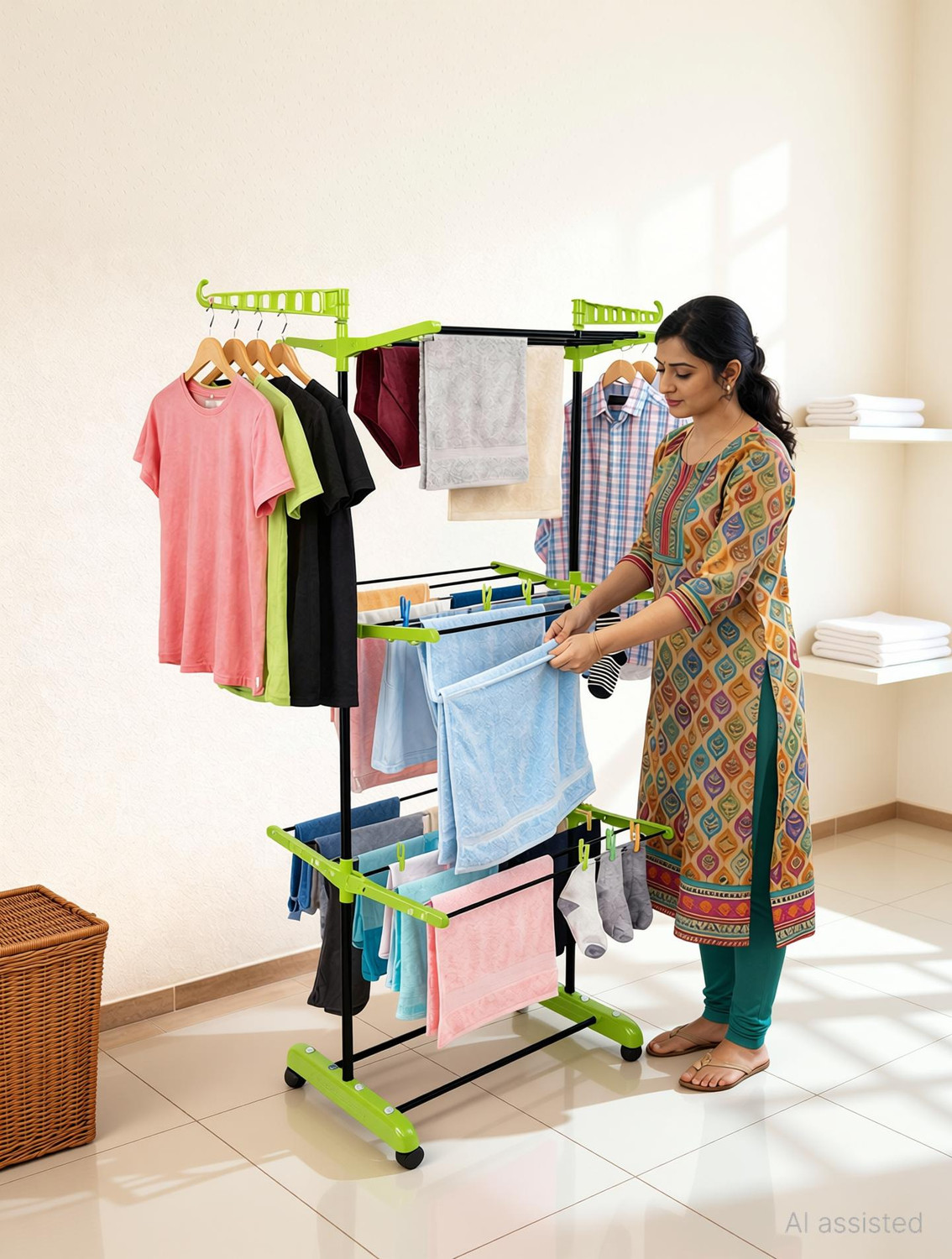 Image of Homlix Steel Floor Cloth Dryer Stand DryQuick
