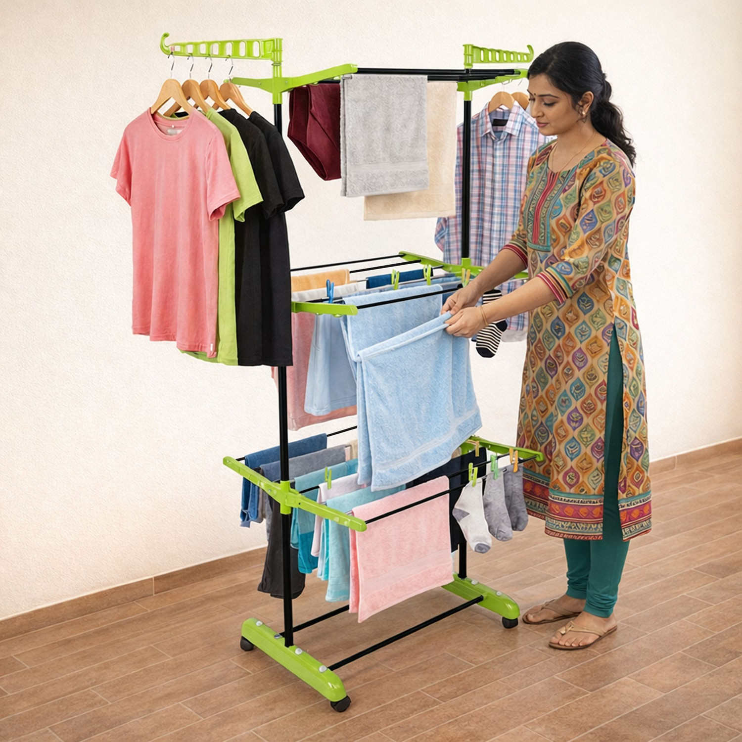 Image of Homlix Steel Floor Cloth Dryer Stand DryQuick