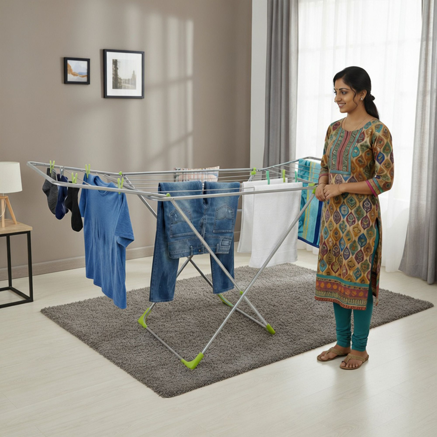 Image of Homlix Steel Floor Cloth Dryer Stand DrySwift
