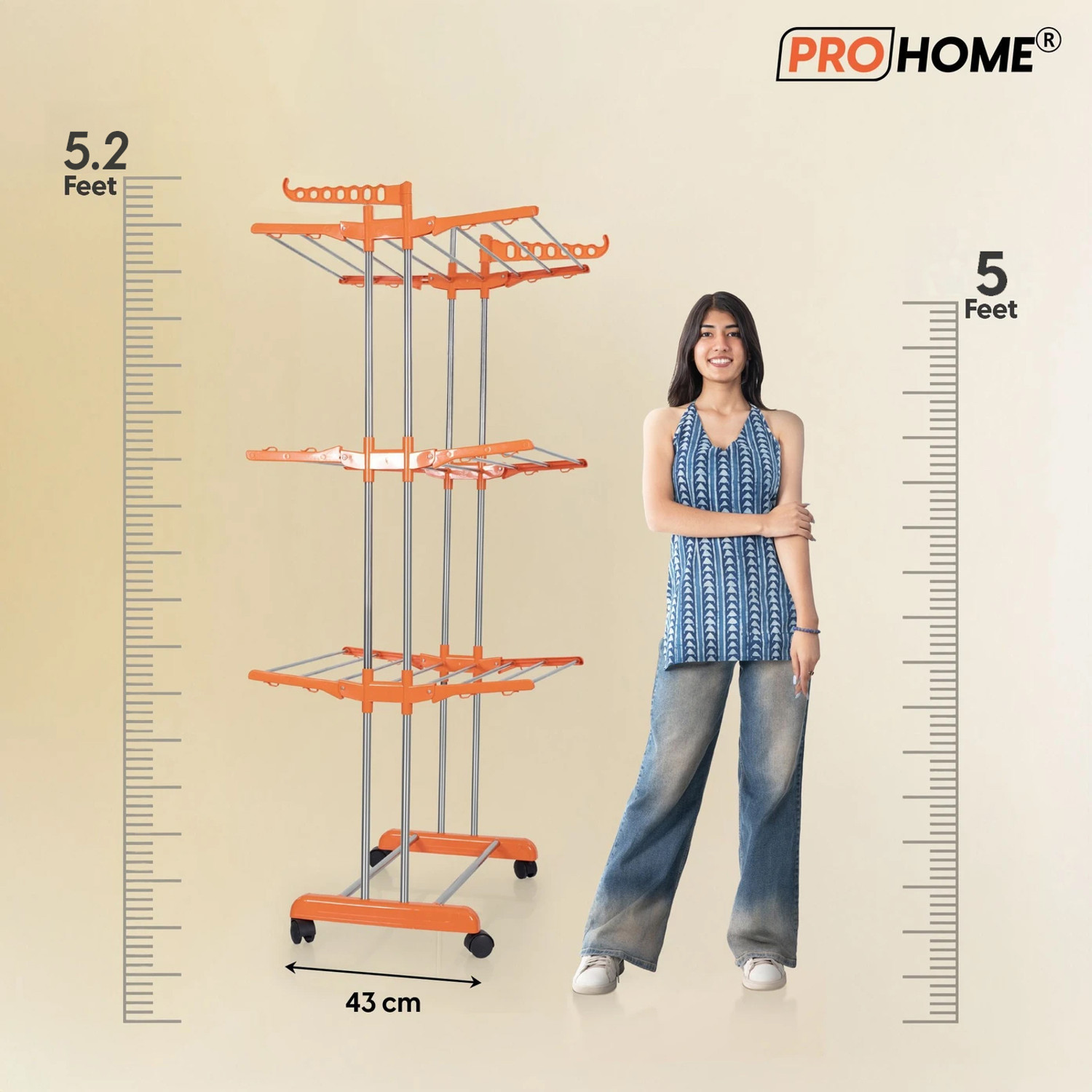 Image of ProHome Steel Floor Cloth Dryer Stand 100 KG Load Heavy Duty Stainless Steel Clothes Drying Stand for Home
