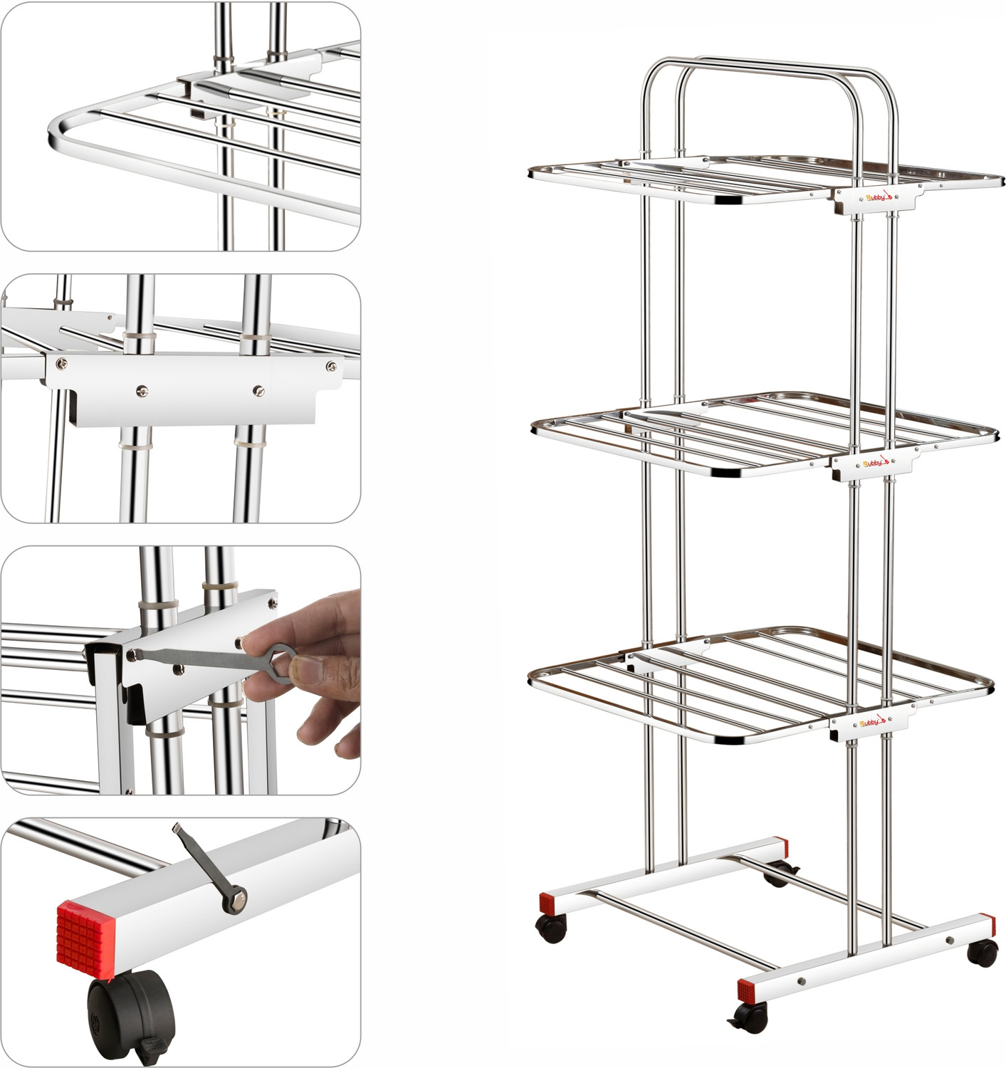Image of Nita Steel Floor Cloth Dryer Stand NEETA NET 7.3KG Heavy-Duty Indoor & Outdoor Use Rust-Proof, Space-Saving