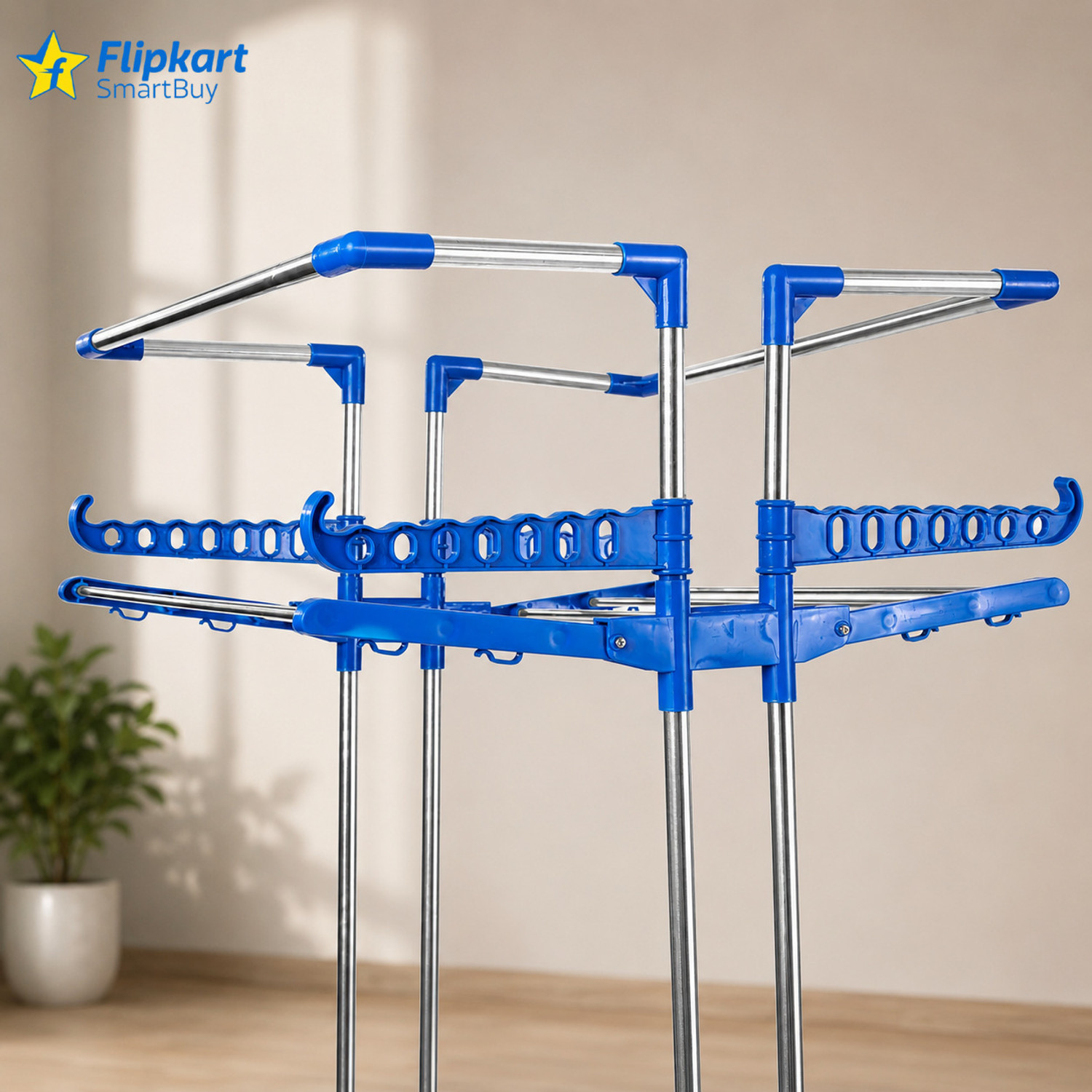 Image of Flipkart SmartBuy Steel Floor Cloth Dryer Stand 4 Layer Clothes Drying Stand | Rust Resistant Steel Dryer Rack |