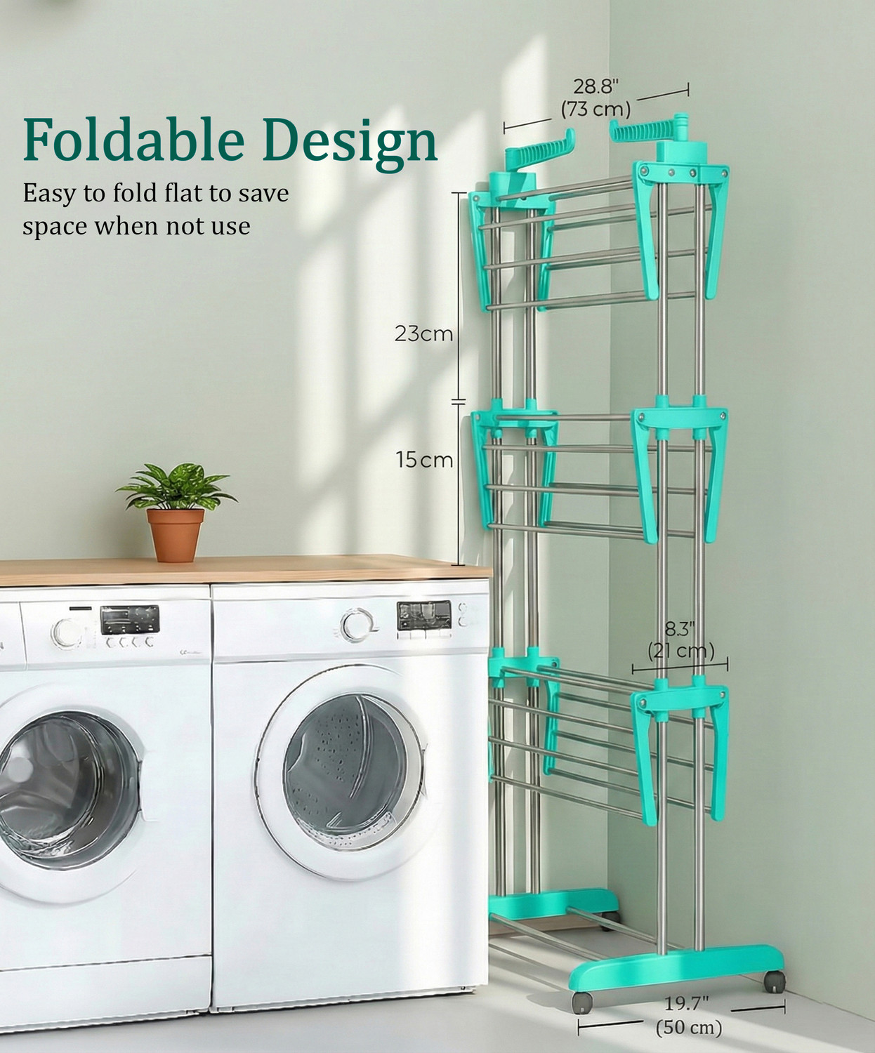 Image of V-MOP Plastic, Steel Floor Cloth Dryer Stand prime choice c-green Clothes Drying Rack, Stainless Steel, For Indoor, outdoor