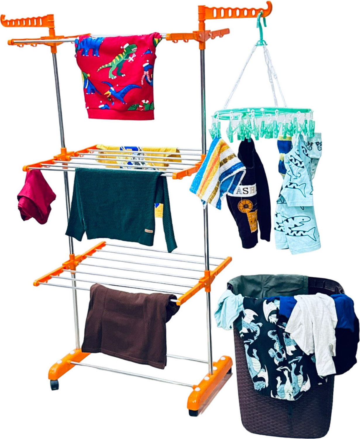 Image of FAVOUR Steel Floor Cloth Dryer Stand O1MS-008