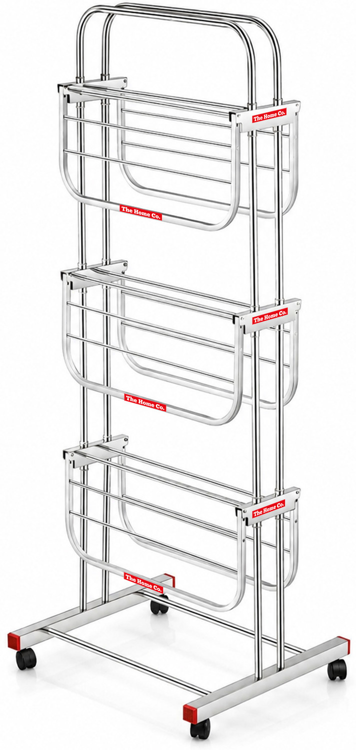 Image of The Home Co. Steel Floor Cloth Dryer Stand Drying Clothes Stainless Stand for Balcony