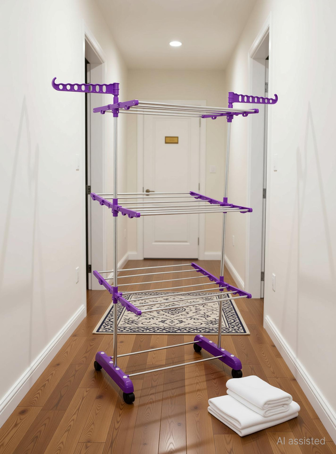 Image of Unizone Plastic, Steel Floor Cloth Dryer Stand - 12 Month Warranty - DV3S Floor Cloth Dryer Stand JB N00010 - 50 (3 Tier)
