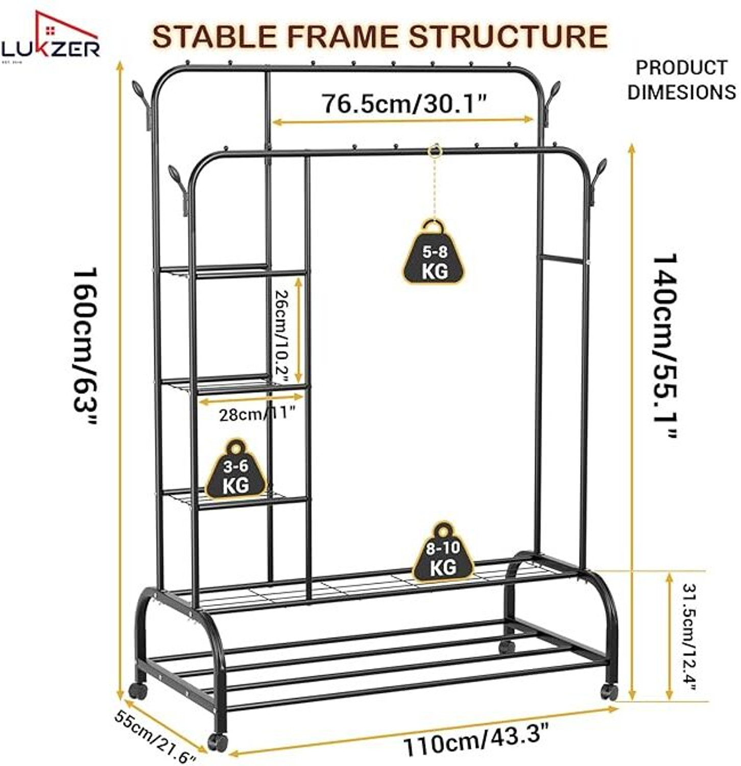 Image of LUKZER Steel Floor Cloth Dryer Stand MGS-008