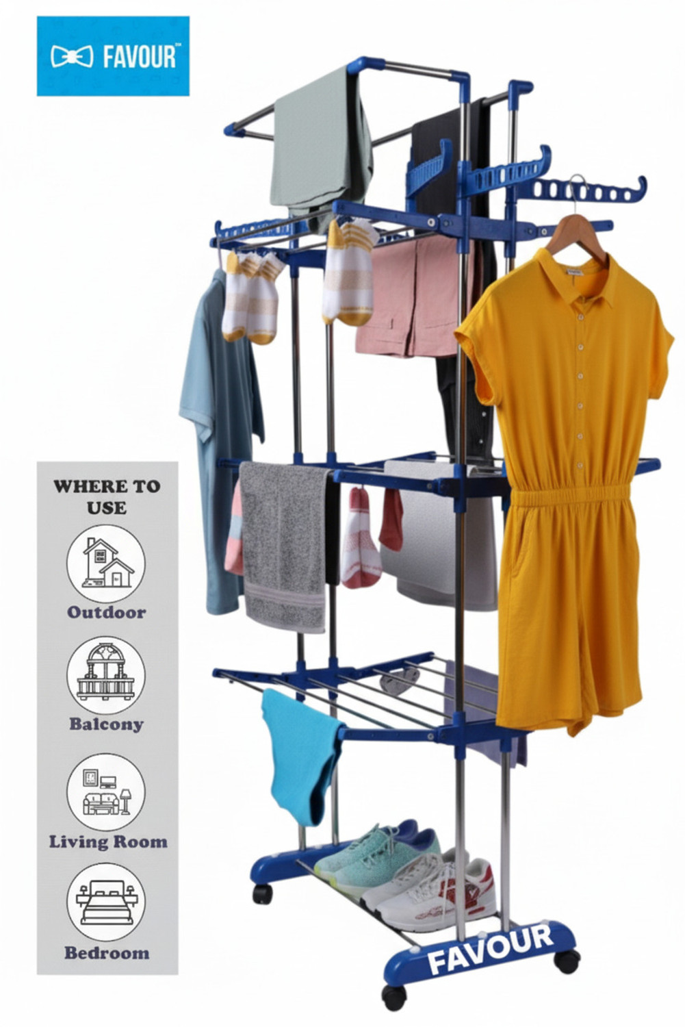Image of FAVOUR Steel Floor Cloth Dryer Stand JB N0002