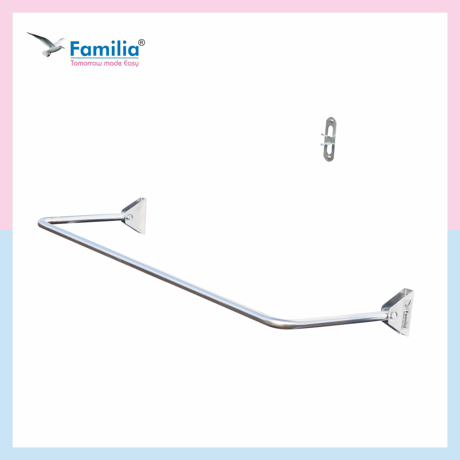 Image of Familia Steel Wall Cloth Dryer Stand Stainless Steel Wall Mount Foldable Clothes Drying Bar (4 ft.)