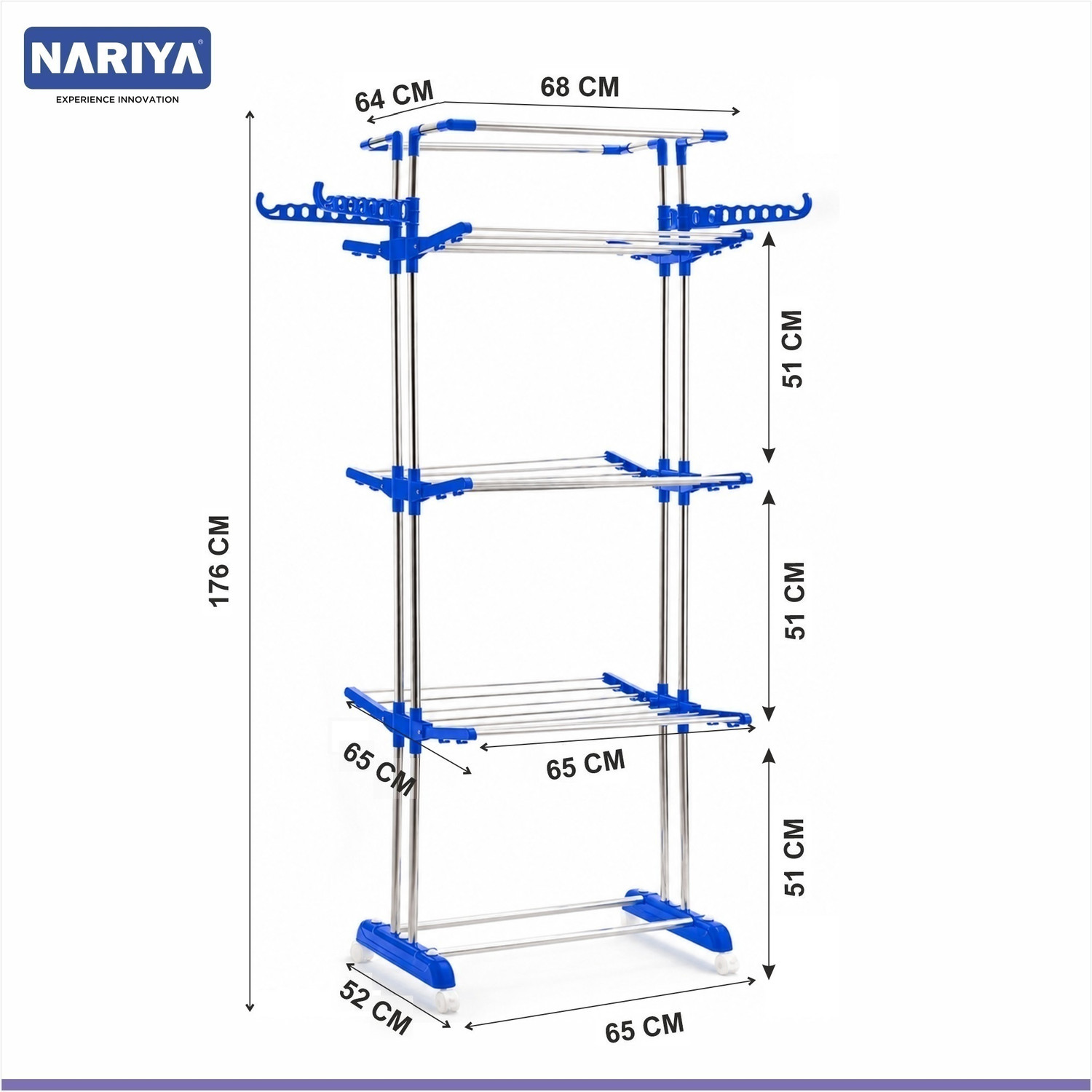 Image of NARIYA Plastic, Steel Floor Cloth Dryer Stand BLUE CLOTH DRYER STAND