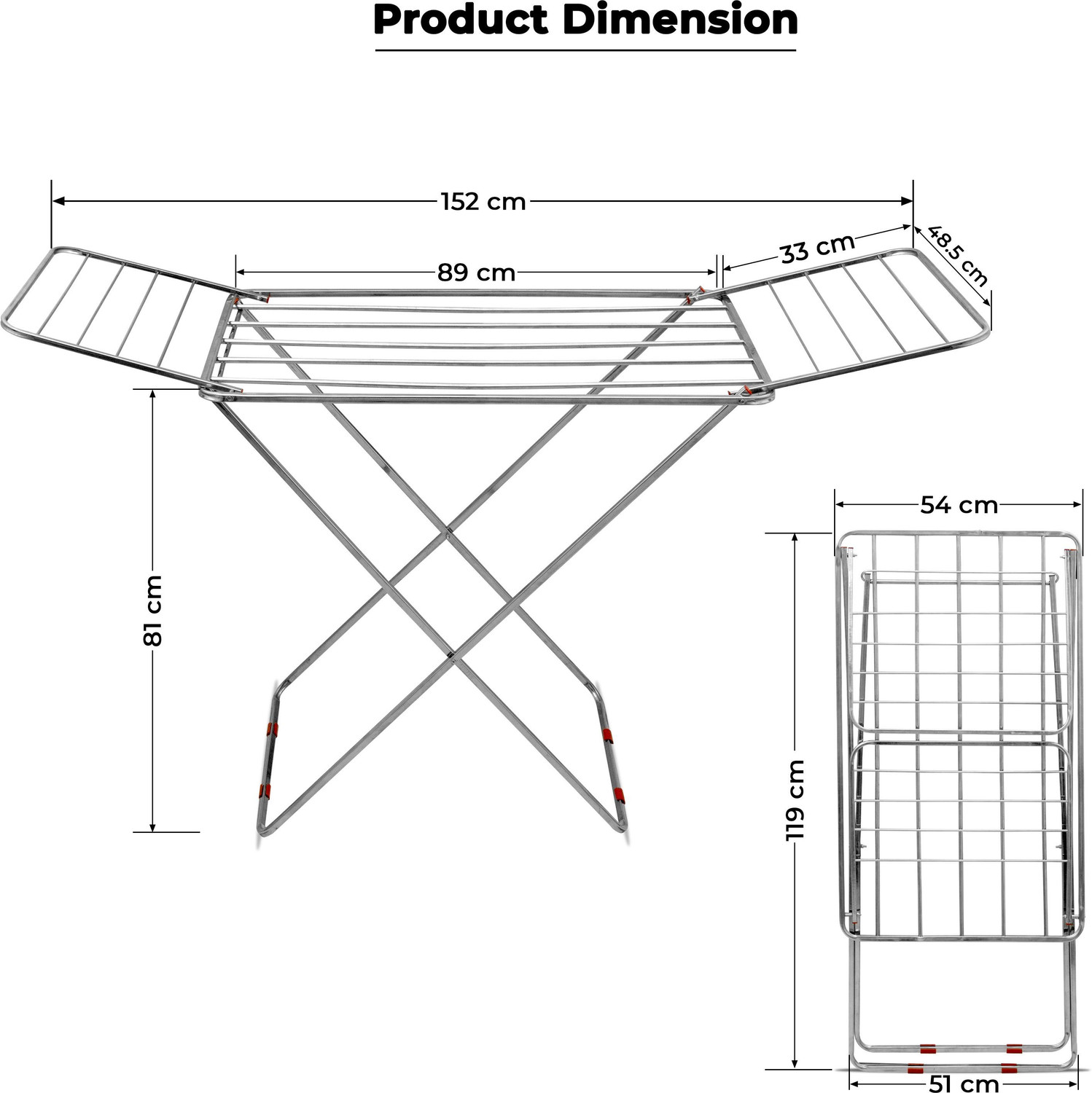 Image of Plantex Steel Floor Cloth Dryer Stand Cloth Stand /Foldable Cloth Stand for Balcony /Stand for Cloth Drying - Pack of 1