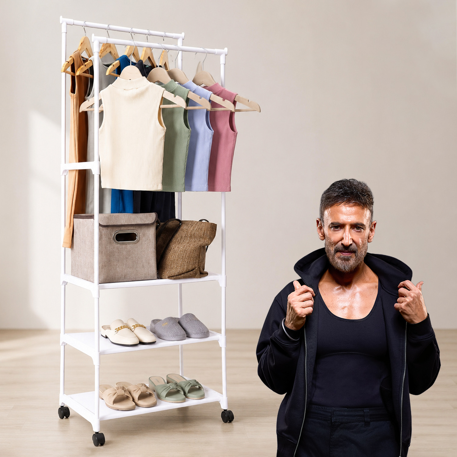 Image of ADA Aluminium Floor Cloth Dryer Stand Premium Aluminium Floor Cloth Dryer Stand Premium Heavy Duty Metal Garment Rack