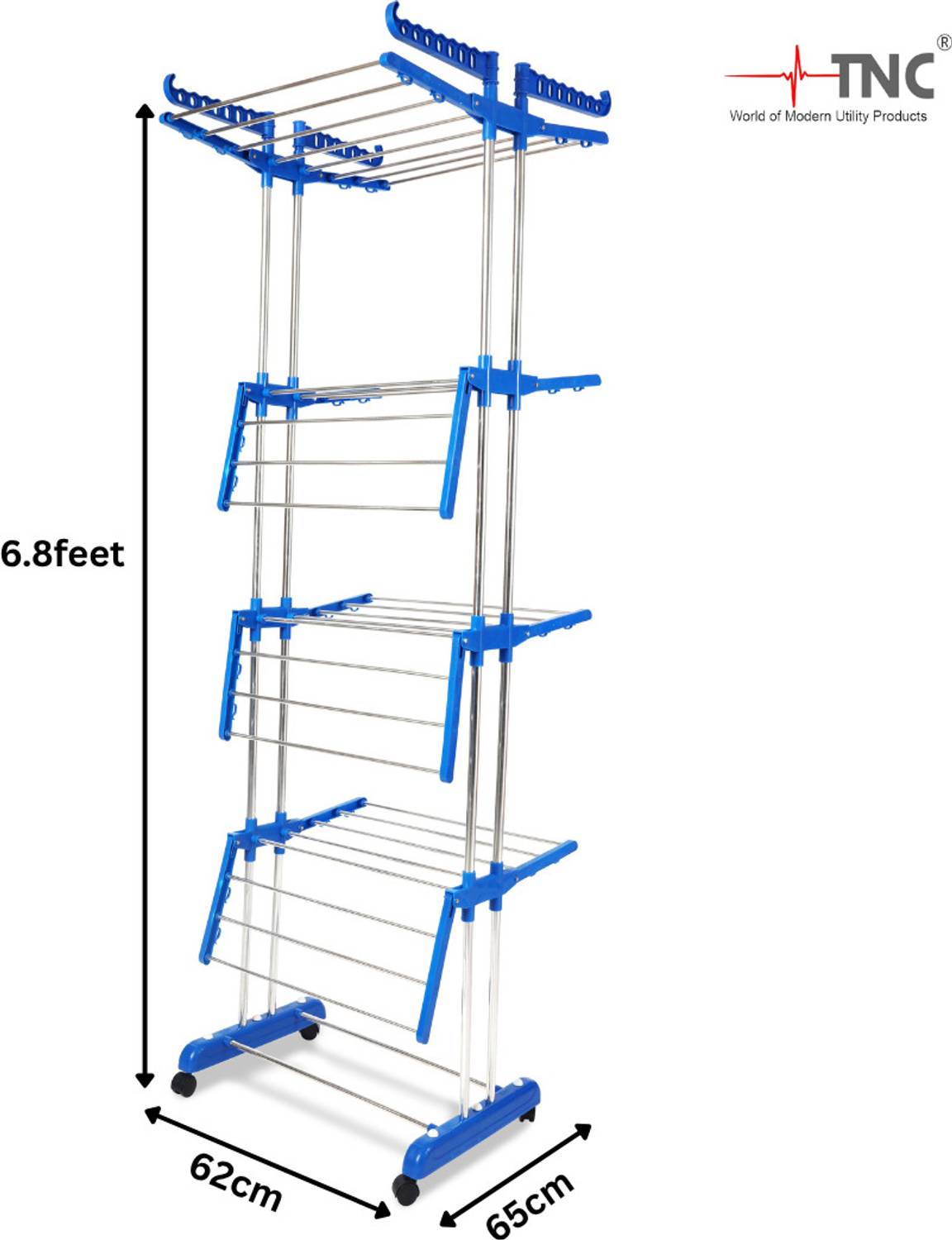 TNC Steel, Plastic, Aluminium Floor Cloth Dryer Stand T-CDS-B2SS