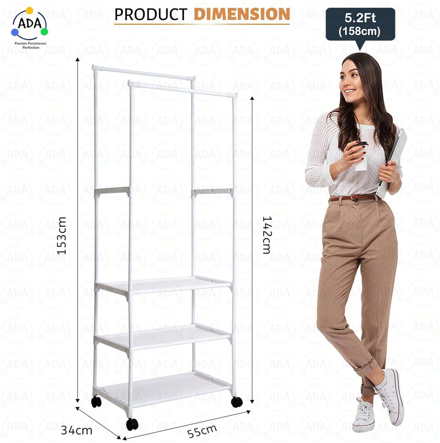 Image of ADA Aluminium Floor Cloth Dryer Stand Premium Aluminium Floor Cloth Dryer Stand Premium Heavy Duty Metal Garment Rack
