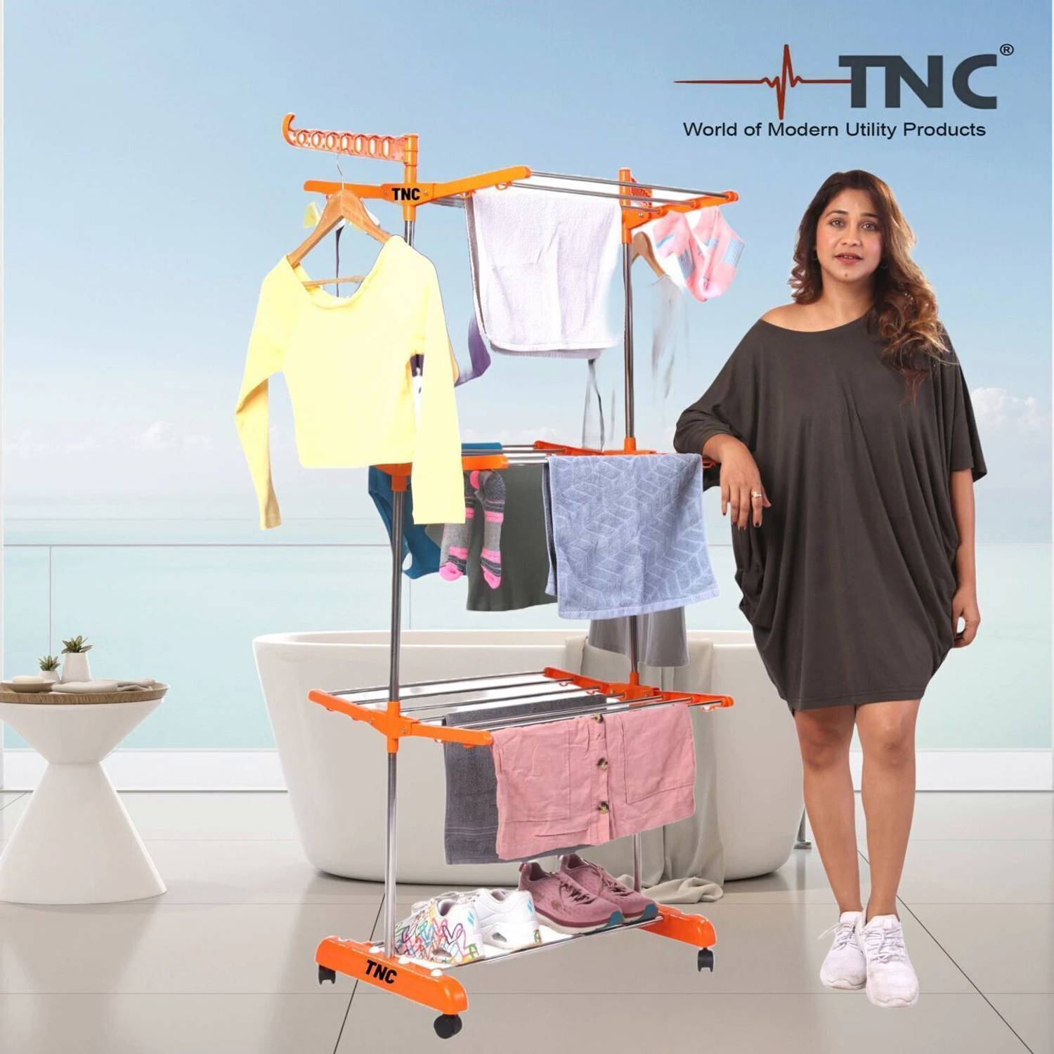 TNC Steel Floor Cloth Dryer Stand 900236(3 Tier)