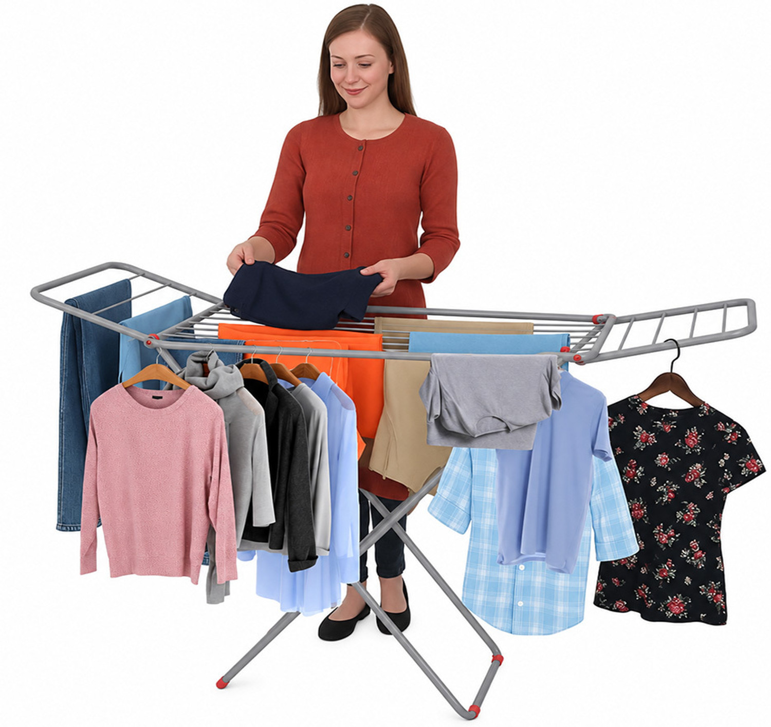 Image of GADDA CO Steel Floor Cloth Dryer Stand Premium Stainless Steel Foldable Clothes Stand For Drying