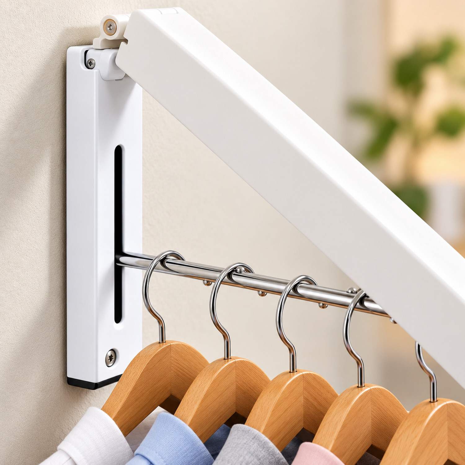 Image of FLOSTRAIN Plastic Wall Cloth Dryer Stand Wall Mountable Cloth Hanger 04