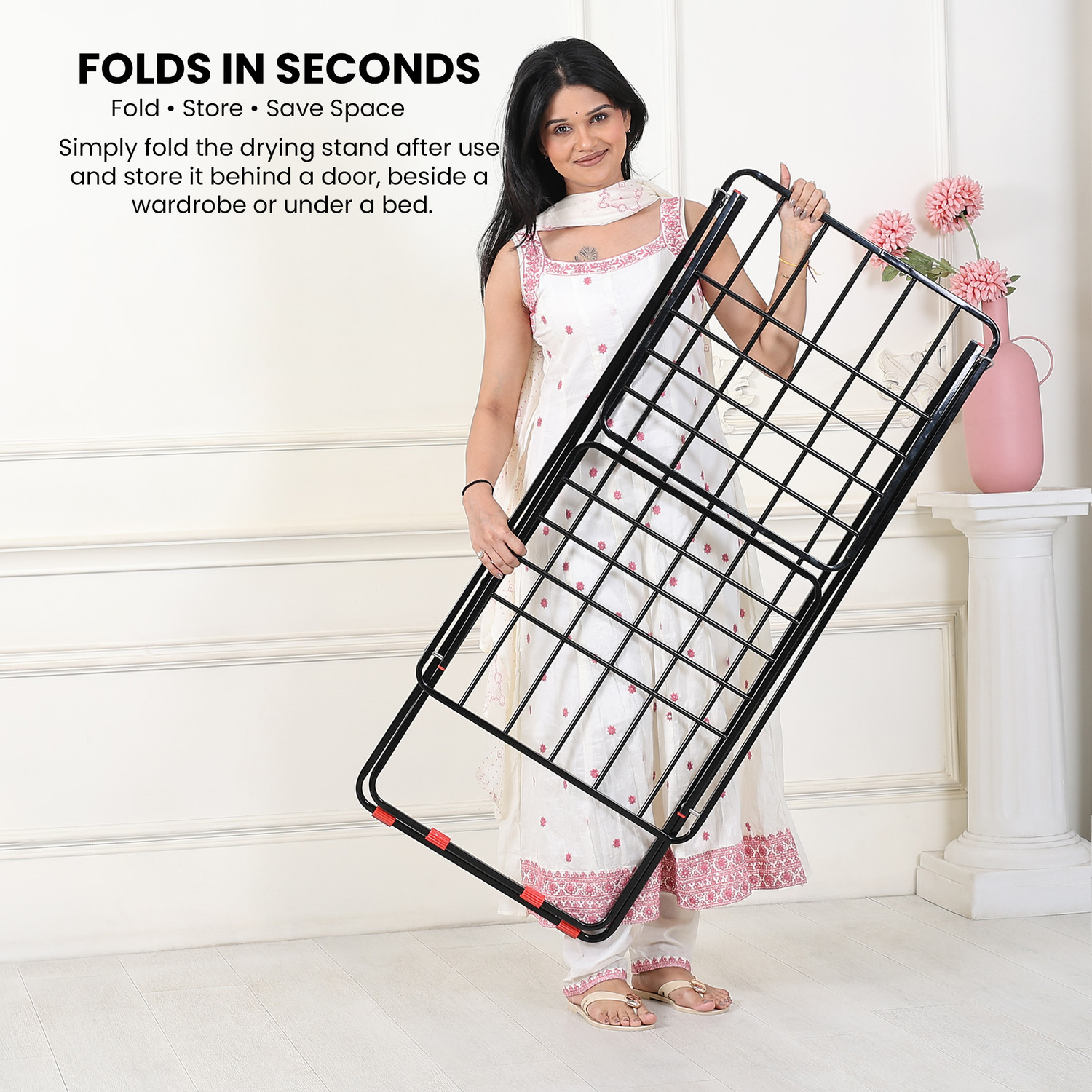 Image of PROJAIN STEEL Steel Floor Cloth Dryer Stand Mild Steel - Gray
